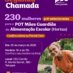 Prefeitura convoca 230 pré-selecionadas para o POT Mães Guardiãs