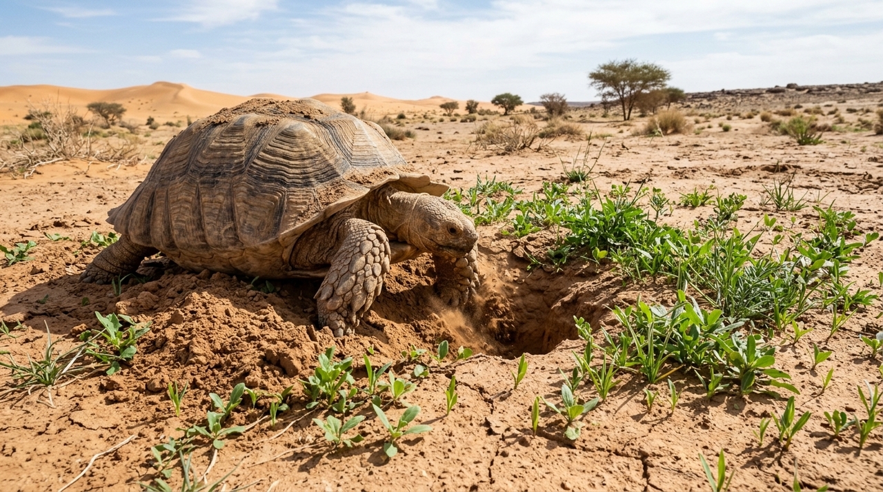 Tartaruga-gigante africana emerge como aliada natural contra a desertificação no Sahel