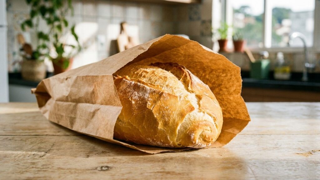que o saco plástico prejudica o pão francês nos dias quentes? Armazenar o produt
