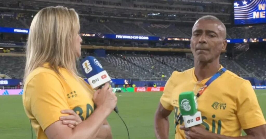 Romário perde a linha, rebate Fernanda Gentil ao vivo e cria climão: "Não conhece futebol''