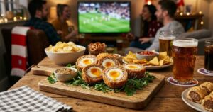 Surpreenda seus convidados com a crocância e o sabor irresistível deste petisco ideal para acompanhar o futebol. – Imagem gerada por IA