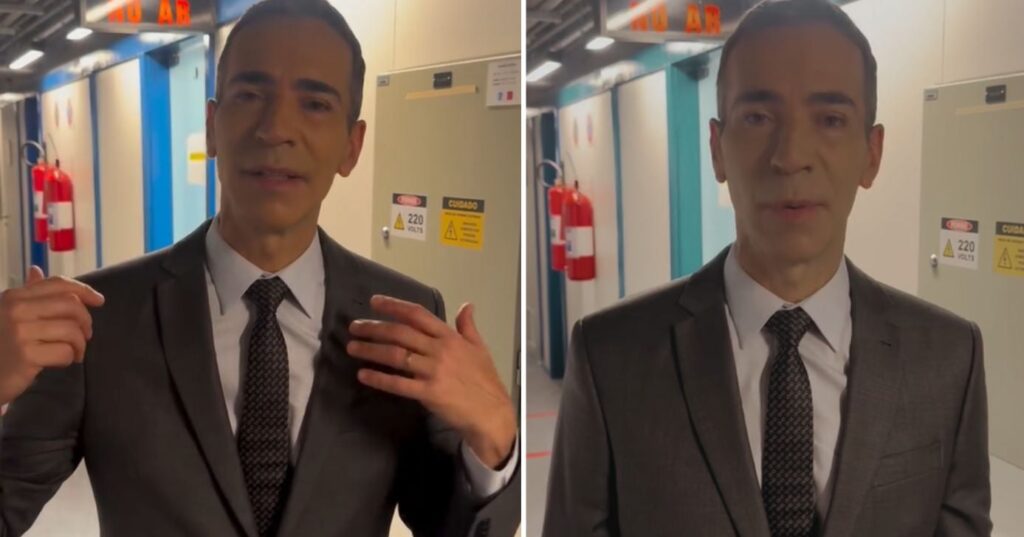 César Tralli surge exaltado em vídeo nos bastidores do JN: "Que flagra"