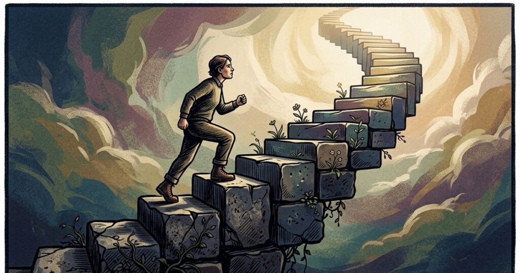 A superação da inferioridade é um passo fundamental para alcançar o sucesso genuíno. – Imagem gerada por IA