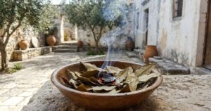 O uso milenar do louro como amuleto aromático auxilia na redução do estresse e aumenta a concentração. – Imagem gerada por IA