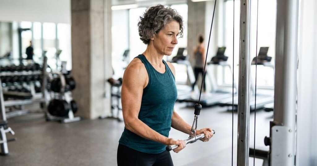 Exercícios isolados de tríceps garantem maior definição e firmeza aos membros superiores. – Imagem gerada por IA