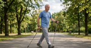 Caminhada nórdica surge como alternativa segura para exercícios após os 55 anos