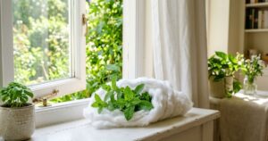O truque tradicional com algodão e hortelã fresca perfuma e renova os ambientes da casa de forma natural. – Imagem gerada por IA
