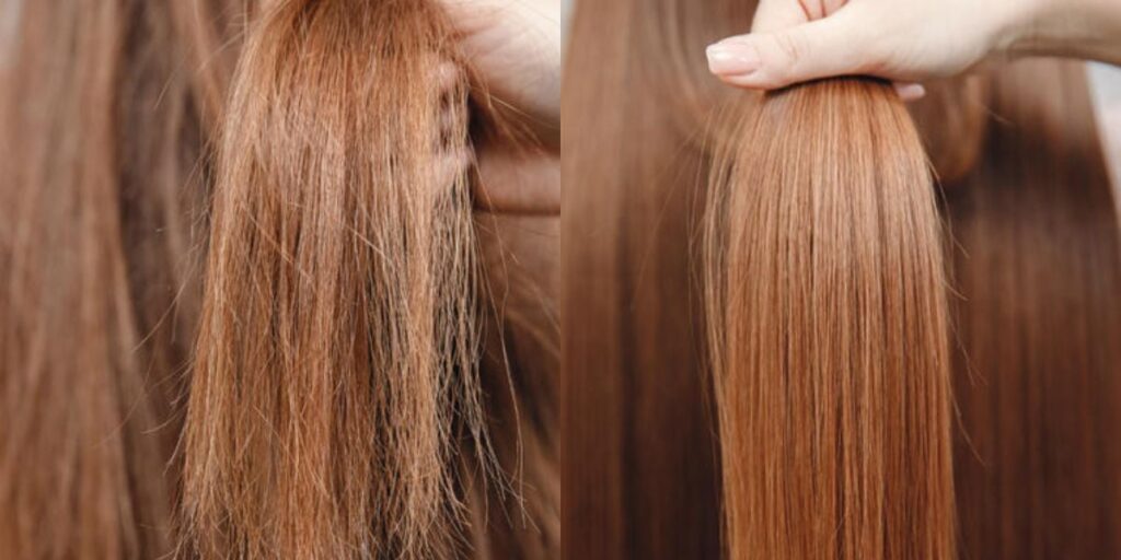 Cabelo com frizz e cabelo liso e sem frizz - Montagem TVFOOC