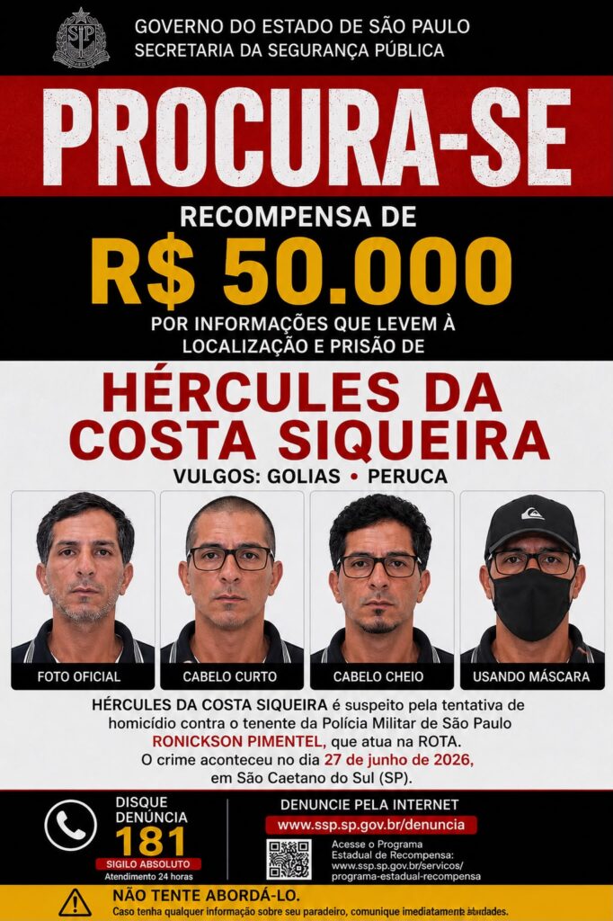 SSP. COMUNICAÇÃO SOCIAL PMESP O post Suspeito de atentado contra tenente da ROTA passa a integrar lista da Interpol apar