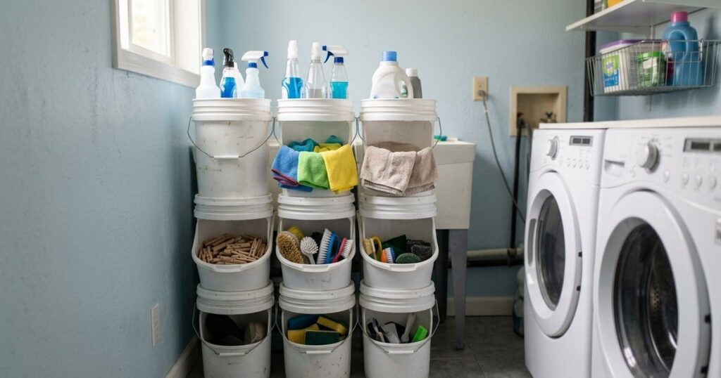 O uso de recipientes reaproveitados promove uma organização sustentável e econômica para o lar. – Imagem gerada por IA