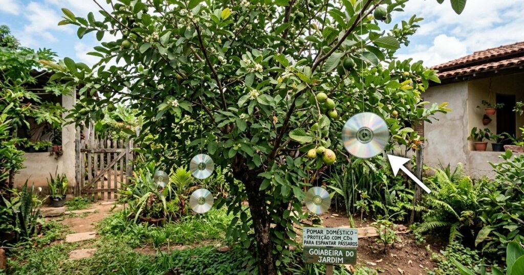 Como discos antigos podem proteger sua goiabeira de pássaros de forma sustentável