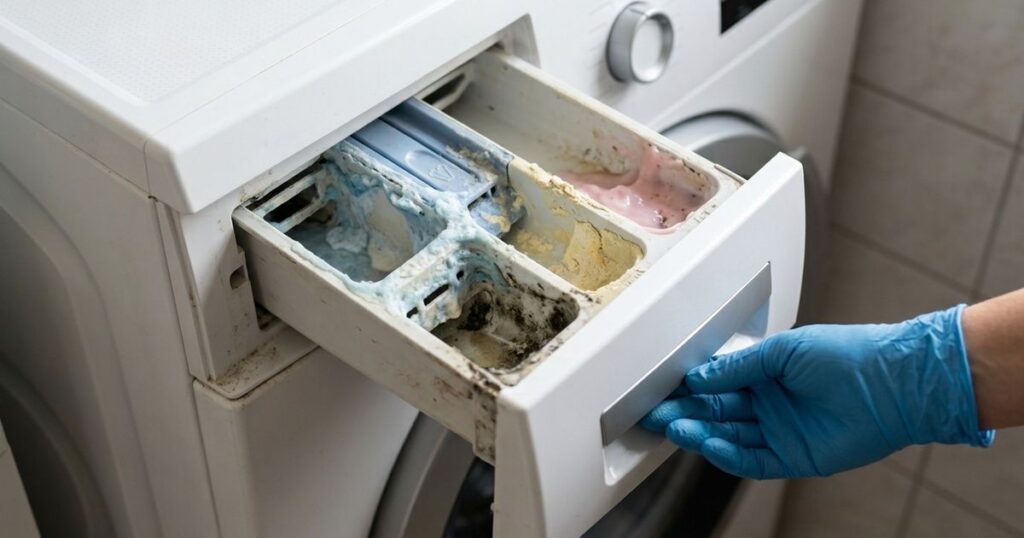 Limpeza do dispenser da máquina de lavar: o detalhe crucial contra mau cheiro e manchas