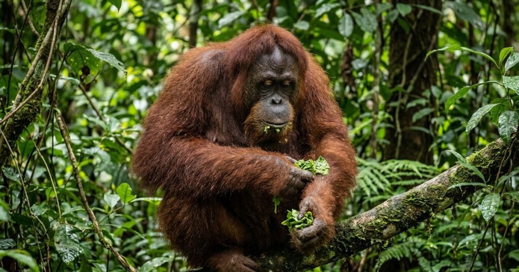 Orangotangos de Bornéu revelam uso de remédios naturais e surpreendem a ciência
