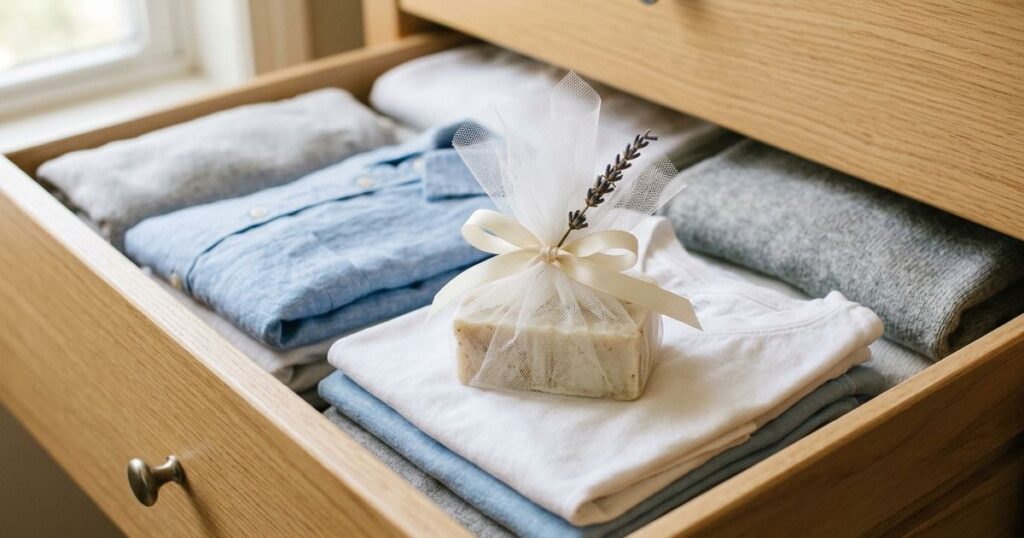 Sabonete no tule: o truque simples para manter roupas perfumadas e organizadas
