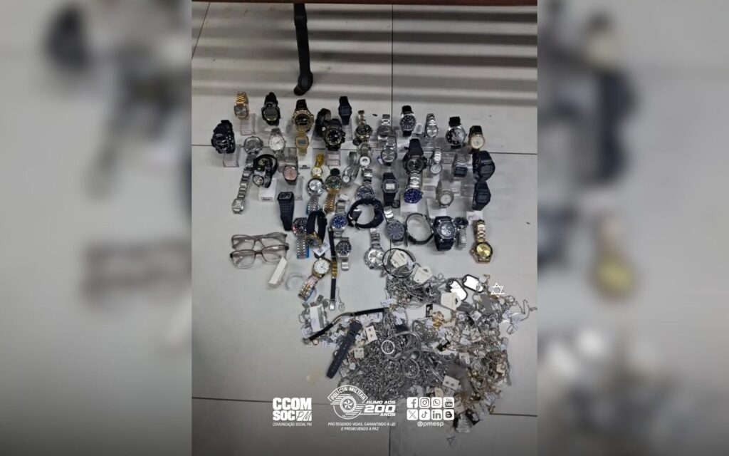 Polícia Militar prende suspeito de furto em relojoaria de Bauru com R$ 15 mil em mercadorias