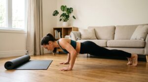 Fortalecer e emagrecer em casa: o papel das flexões e agachamentos na rotina de exercícios