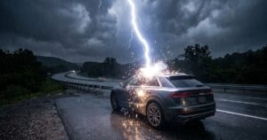 Carro é atingido por raio em tempestade no Kansas; veja a rara filmagem e a ciência da proteção