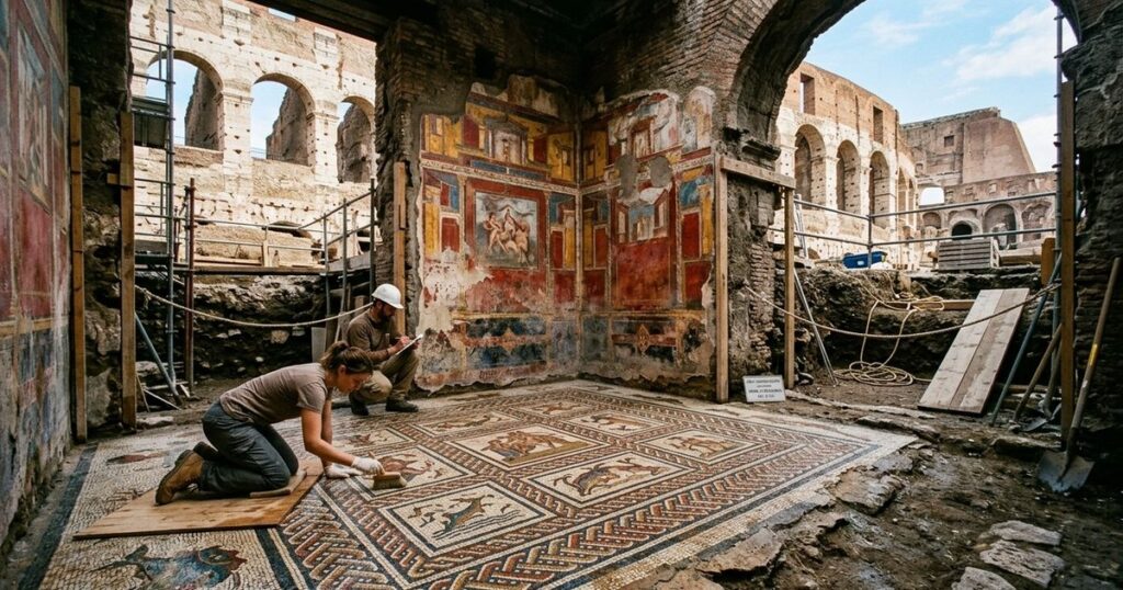 Escavações próximas ao Coliseu revelam construção romana de 1.800 anos
