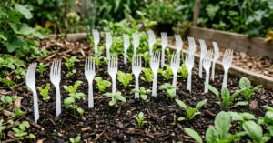 Garfos de plástico no jardim: entenda a estratégia inusitada para proteger suas plantas