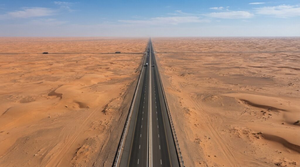 Highway 10: a impressionante rodovia de 240 km sem curvas no deserto saudita