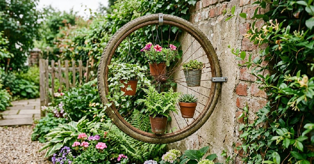 Jardim criativo: como transformar rodas de bicicleta antigas em peças decorativas