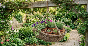 Jardinagem criativa: como transformar cestas antigas em suportes suspensos