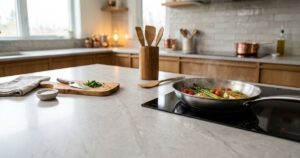 Pedra sinterizada ganha espaço em cozinhas modernas e substitui o mármore