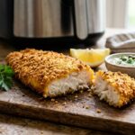 Peixe empanado crocante e dourado sem fritura: o segredo da polenta e da airfryer