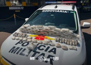 Polícia Militar apreende mais de 8 kg de drogas em ônibus na região de Andradina