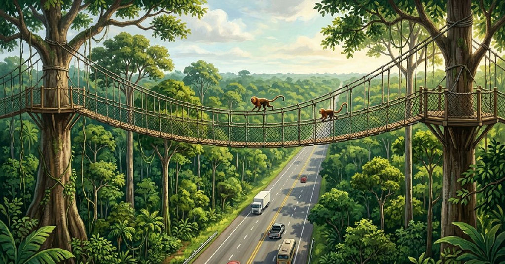 Pontes suspensas na Amazônia garantem 15 mil travessias seguras para animais silvestres