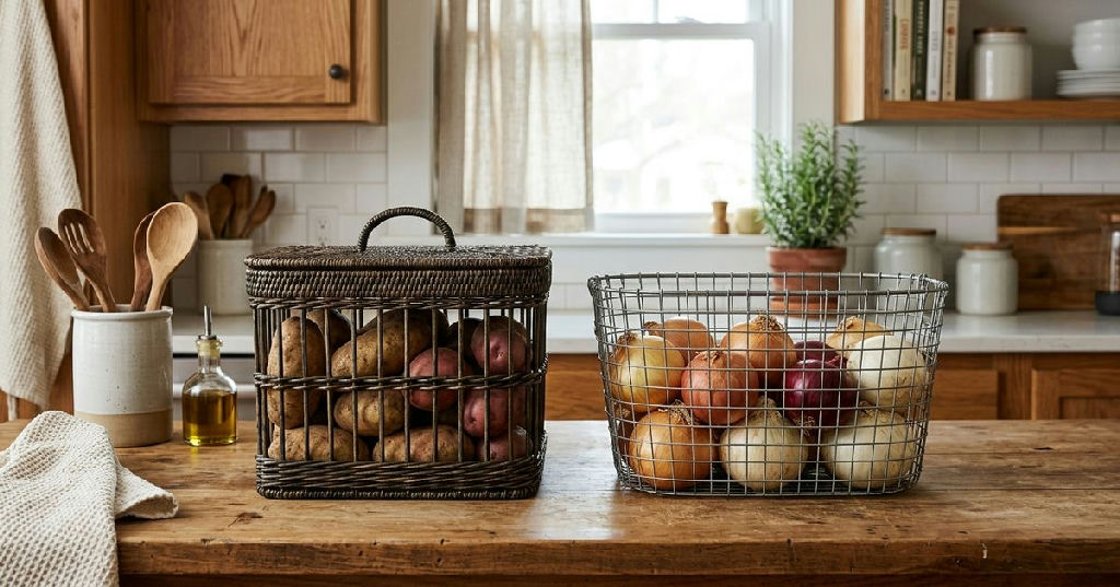 Por que você deve parar de guardar batatas e cebolas juntas na cozinha