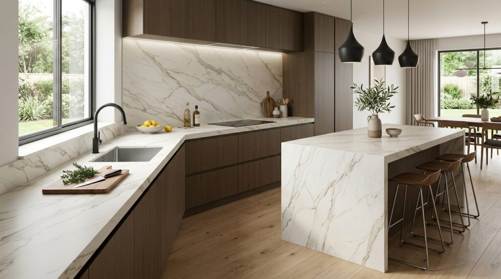 Porcelanato de grande formato redefine cozinhas: durabilidade e modernidade superam o mármore em 2026