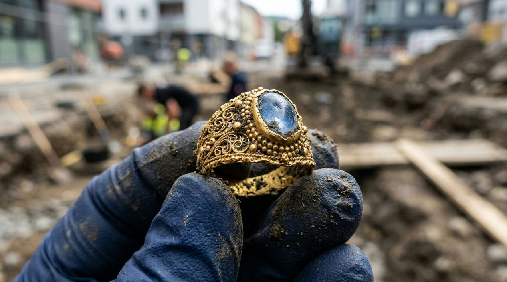 Anel de ouro medieval é descoberto por arqueóloga durante obras urbanas na Noruega