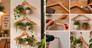 Como transformar cabides de madeira em suportes criativos para plantas