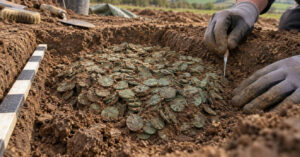 Descoberta de 22 mil moedas romanas em campo britânico desafia noções de riqueza