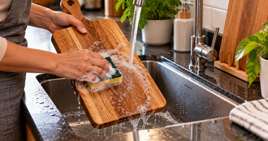 Higiene na cozinha: o perigo de deixar a tábua de madeira de molho e como limpar corretamente