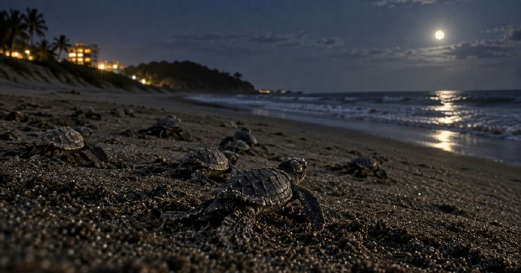 Luz artificial em praias ameaça sobrevivência de filhotes de tartarugas marinhas
