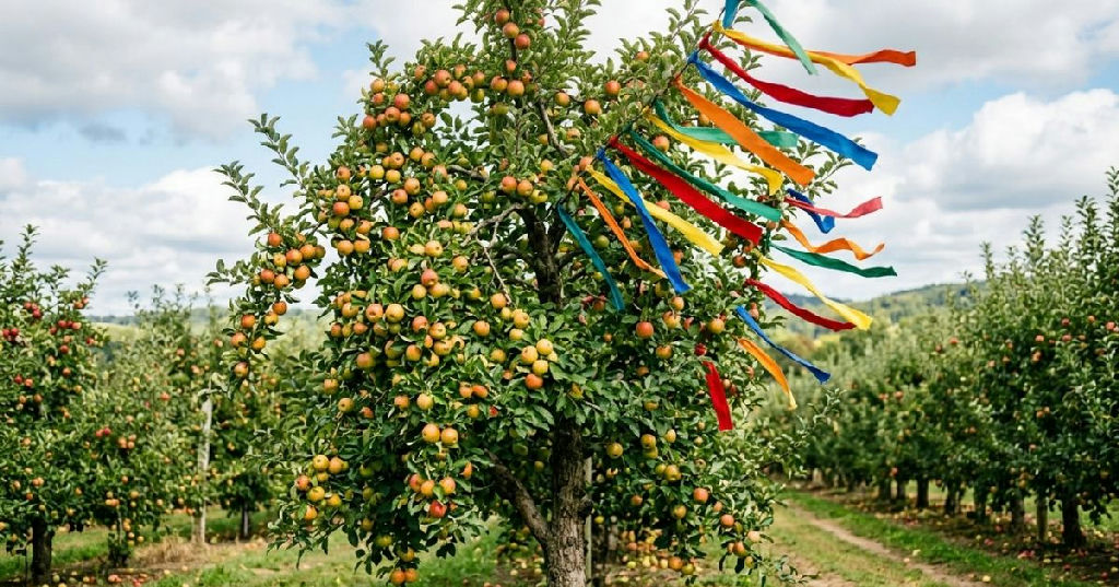 Proteção sustentável para pomares: como tiras de tecido coloridas afastam aves sem químicos