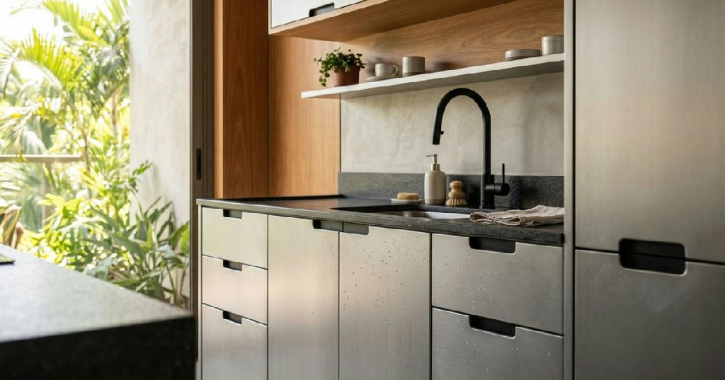 Alumínio ganha espaço em cozinhas como alternativa durável ao MDF