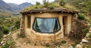 Artista constrói casa de terra na Argentina com para-brisas e revela formato de coração