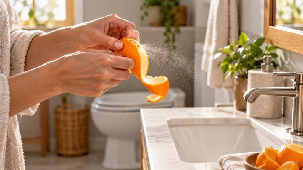 Colocar cascas de laranja no vaso sanitário limpa ou pode entupir o encanamento