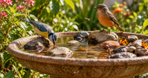 Como transformar um bebedouro em refúgio seguro para aves e insetos no seu jardim