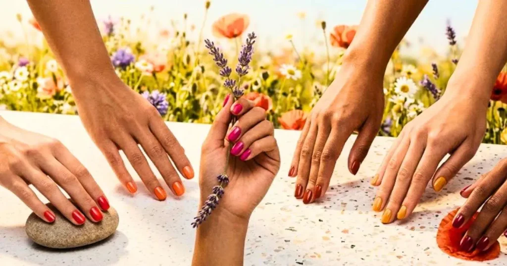 Cores quentes de esmalte substituem o marrom e dominam a primavera