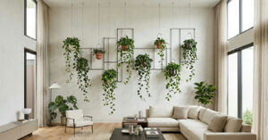 Decoração com plantas em 2027: a ascensão das estruturas suspensas e verticais