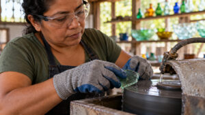 Design sustentável no Pará transforma vidro em biojoias e luminárias por artesã