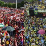 Eleitores de Lula e Flávio realizam atos separados a dois quilômetros em Brasília