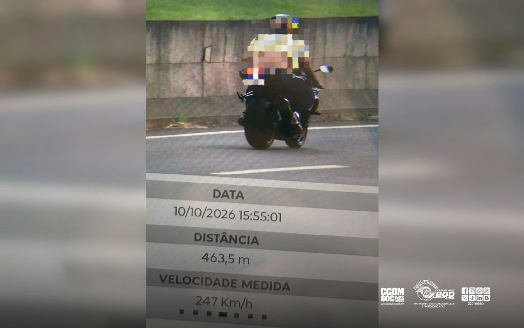 Motociclista é flagrado a 247 km/h em rodovia de Birigui durante operação policial