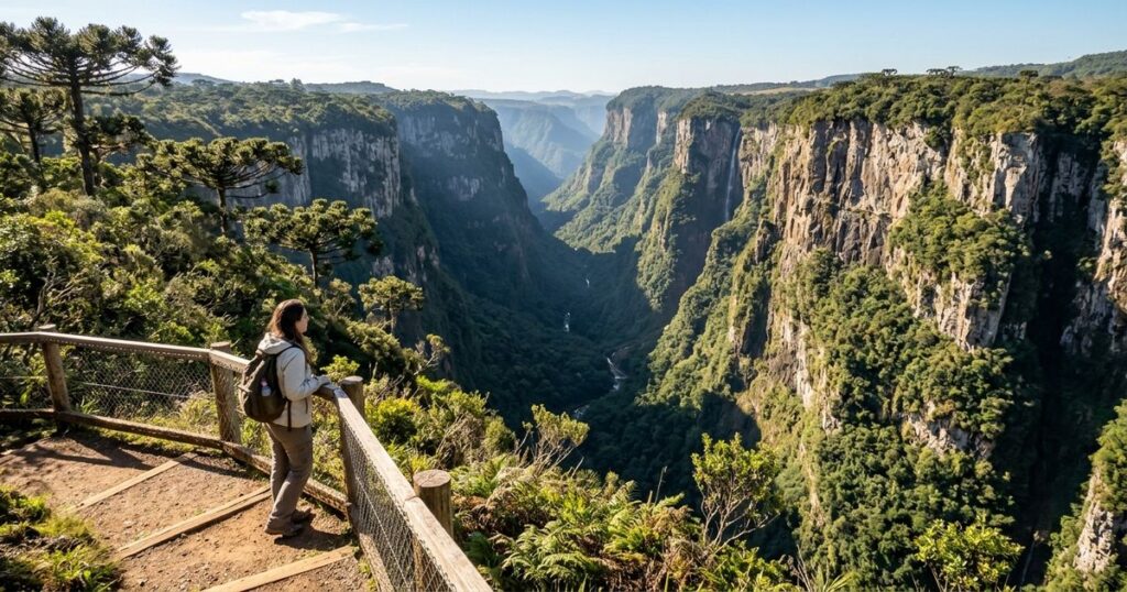 Parque nacional no Sul brasileiro abriga cânion com paredões de 720 metros e trilhas guiadas