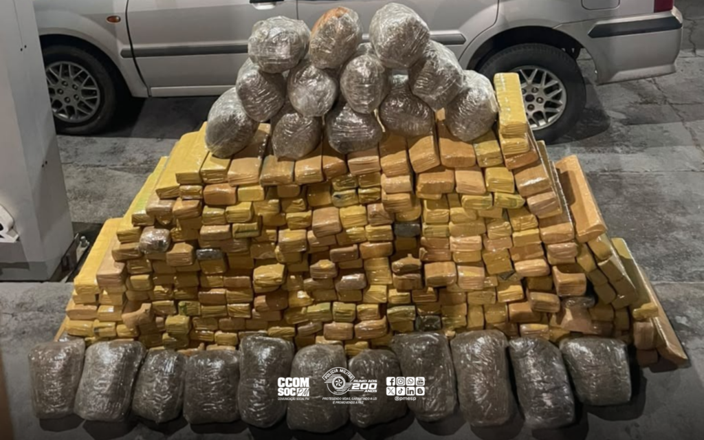 Policiais militares apreendem mais de 200 quilos de maconha em veículo abandonado no interior paulista