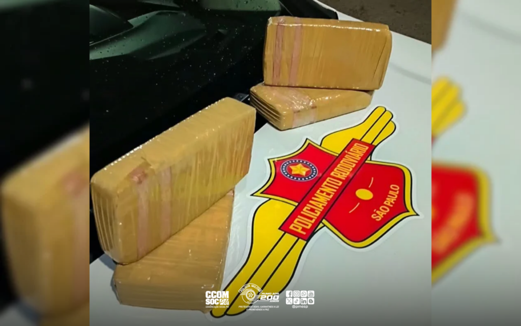 Rota do tráfico: PM Rodoviária apreende cocaína escondida em poltrona de ônibus na divisa de SP